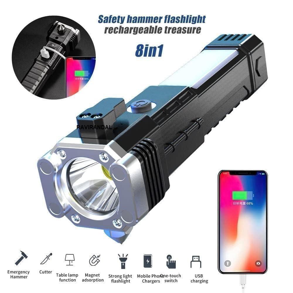 🔦 8-in-1 Portable Rechargeable Torch LED Flashlight |Powerbank