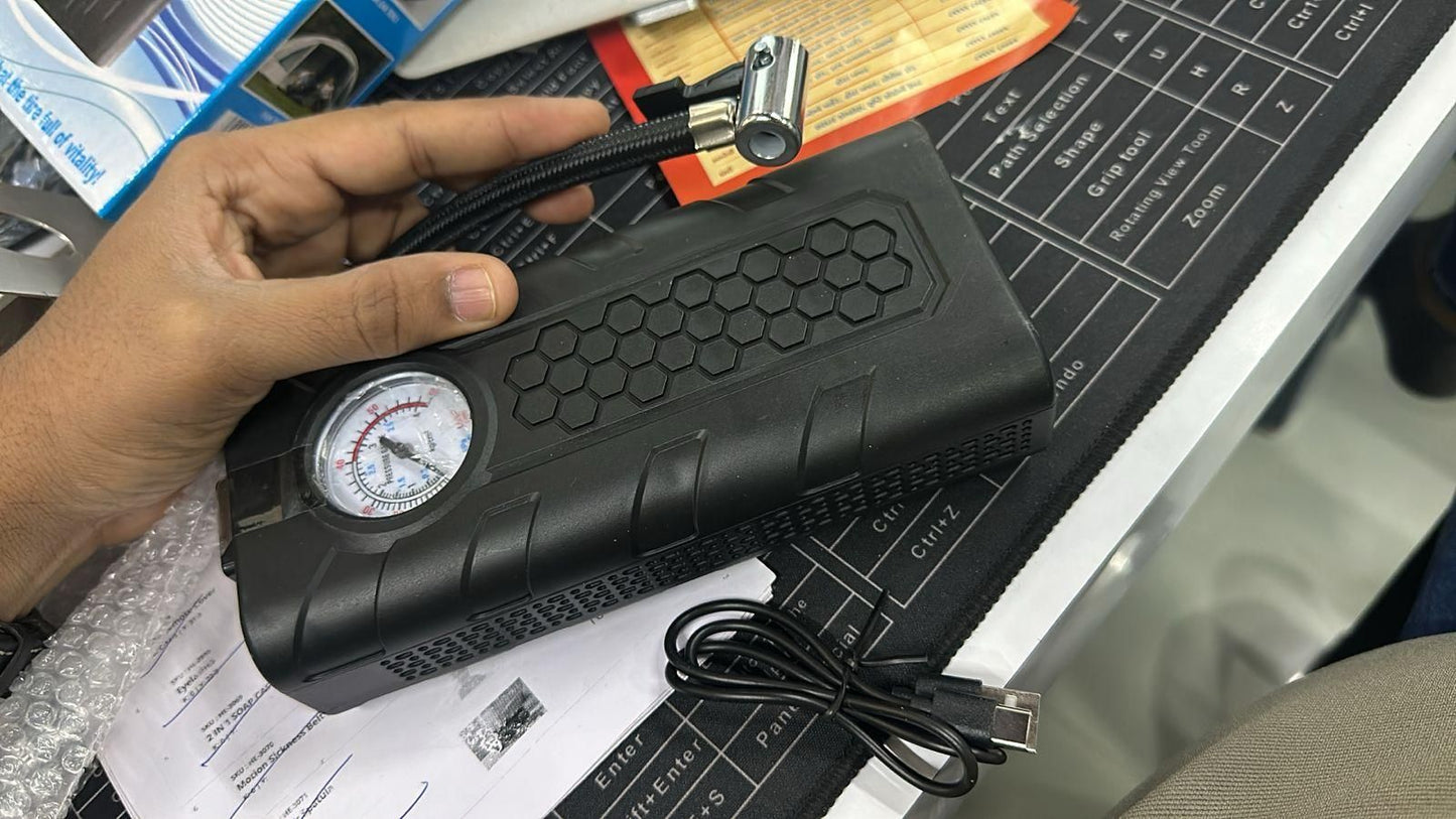 🔧 Portable Air Compressor Tire Inflator | 5000 MAH Battery |Torch